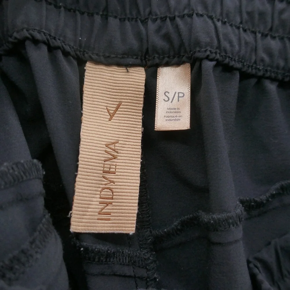 Indyeva Espesi Womens Black Stretch Cropped Wide Leg Pants Size Small